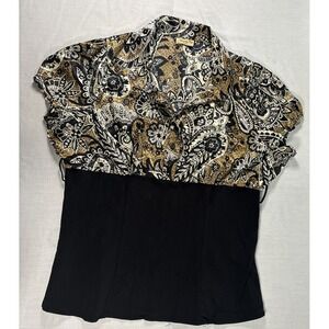 Vintage Y2K Janette Plus USA Paisley Banded Waist Women's 1X Bustier Style Top